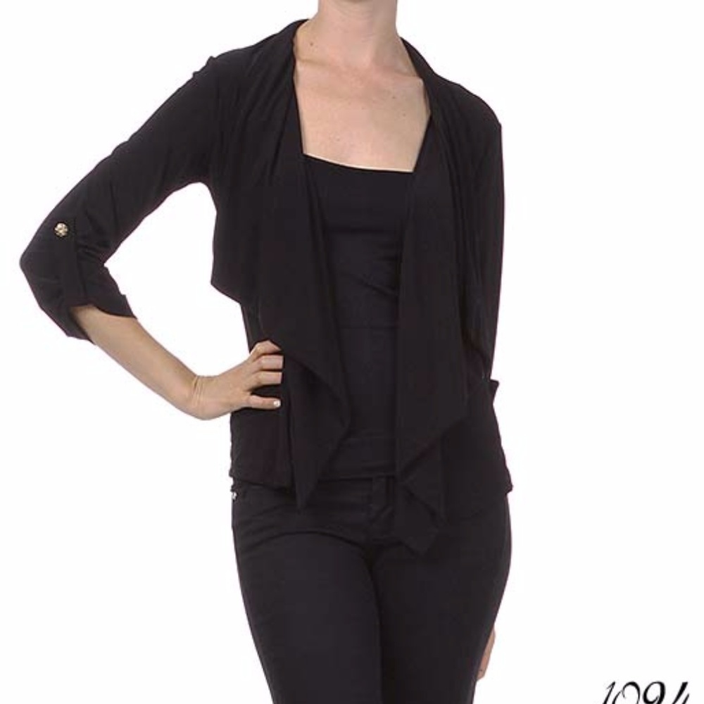 𝅺NWT Black "FLY AWAY"‎ open front CARDIGAN